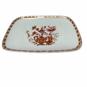 Limoges France Georges Boyer Porcelain Nankin Red Gold Tray/Dish 5.75” x 4.25”
